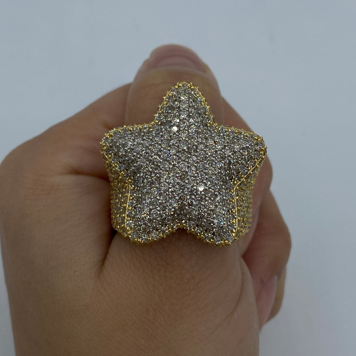 14K Gold Custom Rounded Star Diamond Ring - additional product view 4