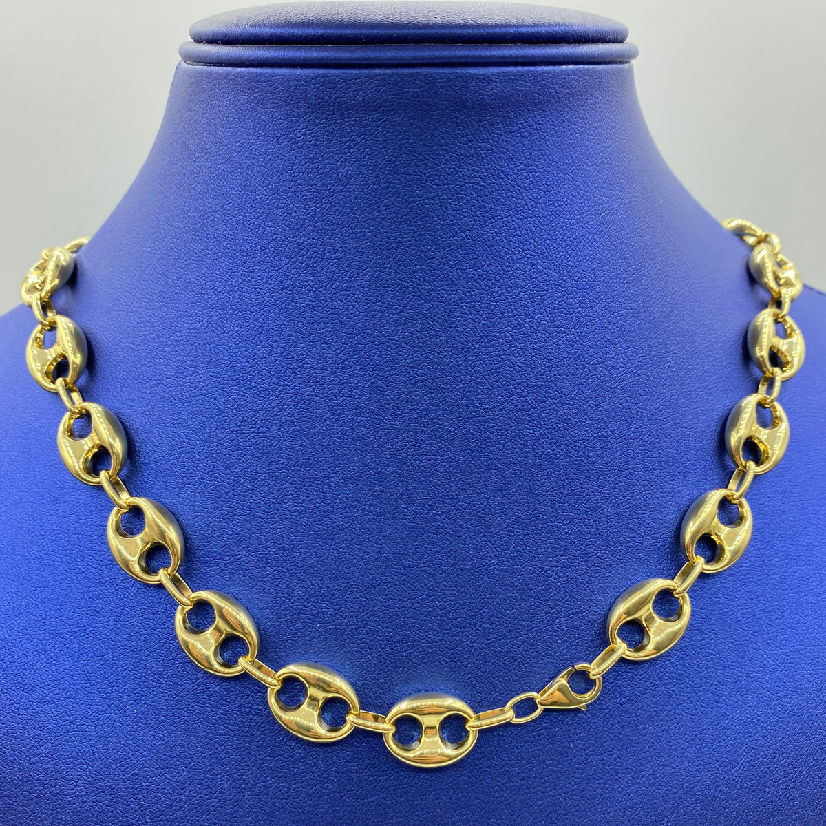 14K Gold Puffed Mariner Link Chain, 12mm - close-up product photo