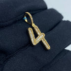 14K Gold Number 4 Diamond Baguette Pendant - additional product view 3