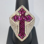 14K Gold Royal Cross Chrome Diamond Baguette Ring - additional product view 14