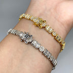 10K Gold Diamond Rectangle Circle Bracelet - additional product view 3