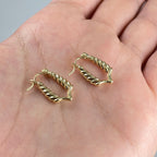 10K Gold Braided Rectangle Hoop Earrings - additional product view 4