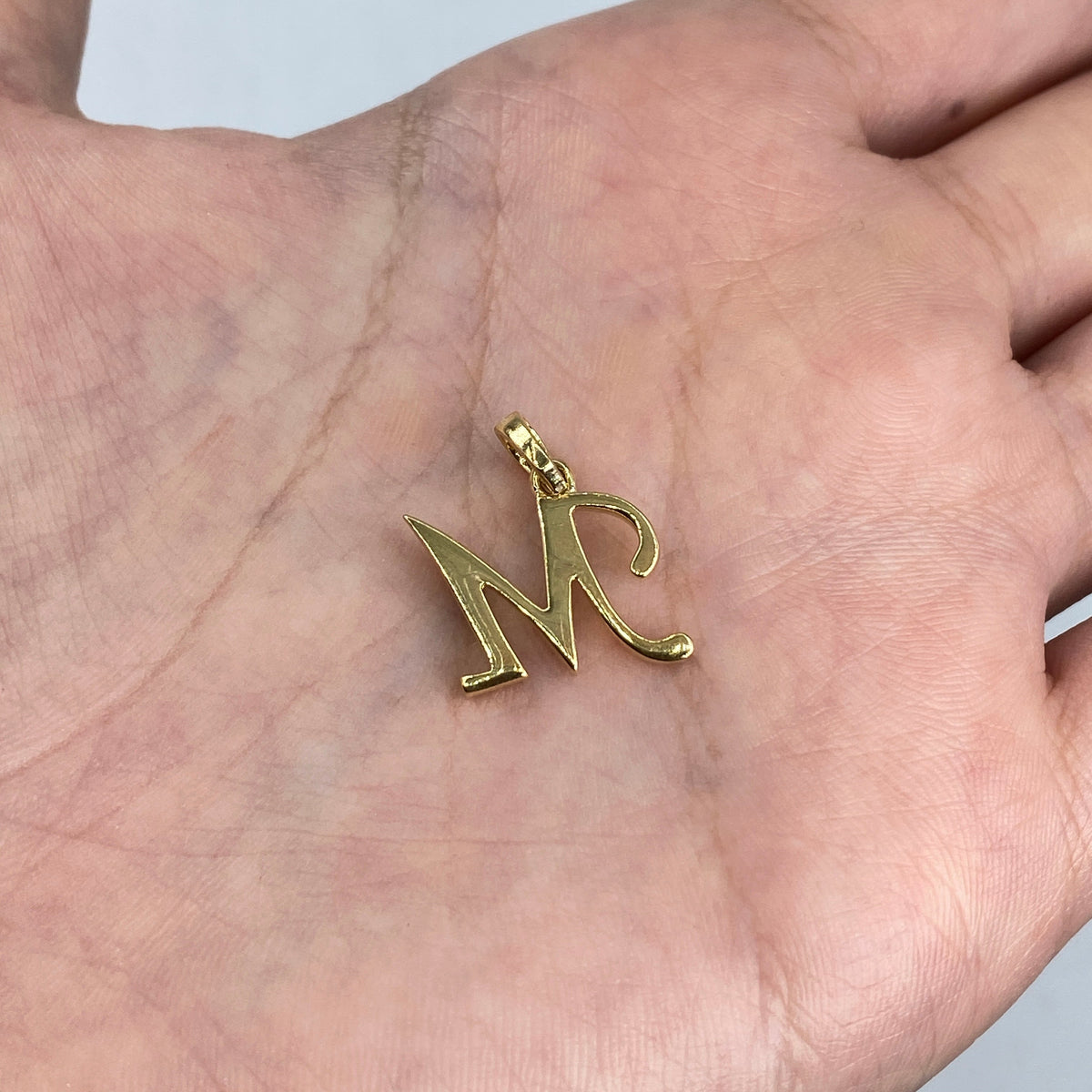 10K Gold Cursive M Initial Diamond Pendant - additional product view 4