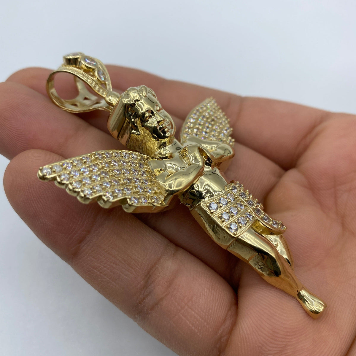 14K Gold Baby Angel Pendant 3.0 in - additional product view 7