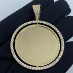 14K Gold Spinning Circle Picture Photo CZ Pendant - additional product view 2