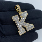 10K Gold Initial K Diamond Baguette Pendant - additional product view 3
