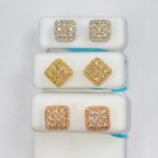 14K Gold Classic Square Diamond Earrings - additional product view 5