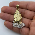 14K Gold Praying Hands Pendant 2.0 in - additional product view 3