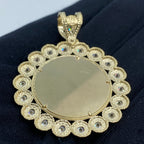 10K Gold Circle Flowers Picture Photo CZ Pendant - additional product view 4