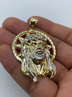 14K Gold Jesus Head with Halo Pendant 2.2 in - additional product view 3