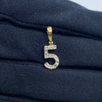 14K Gold Number 5 Diamond Pendant - additional product view 2