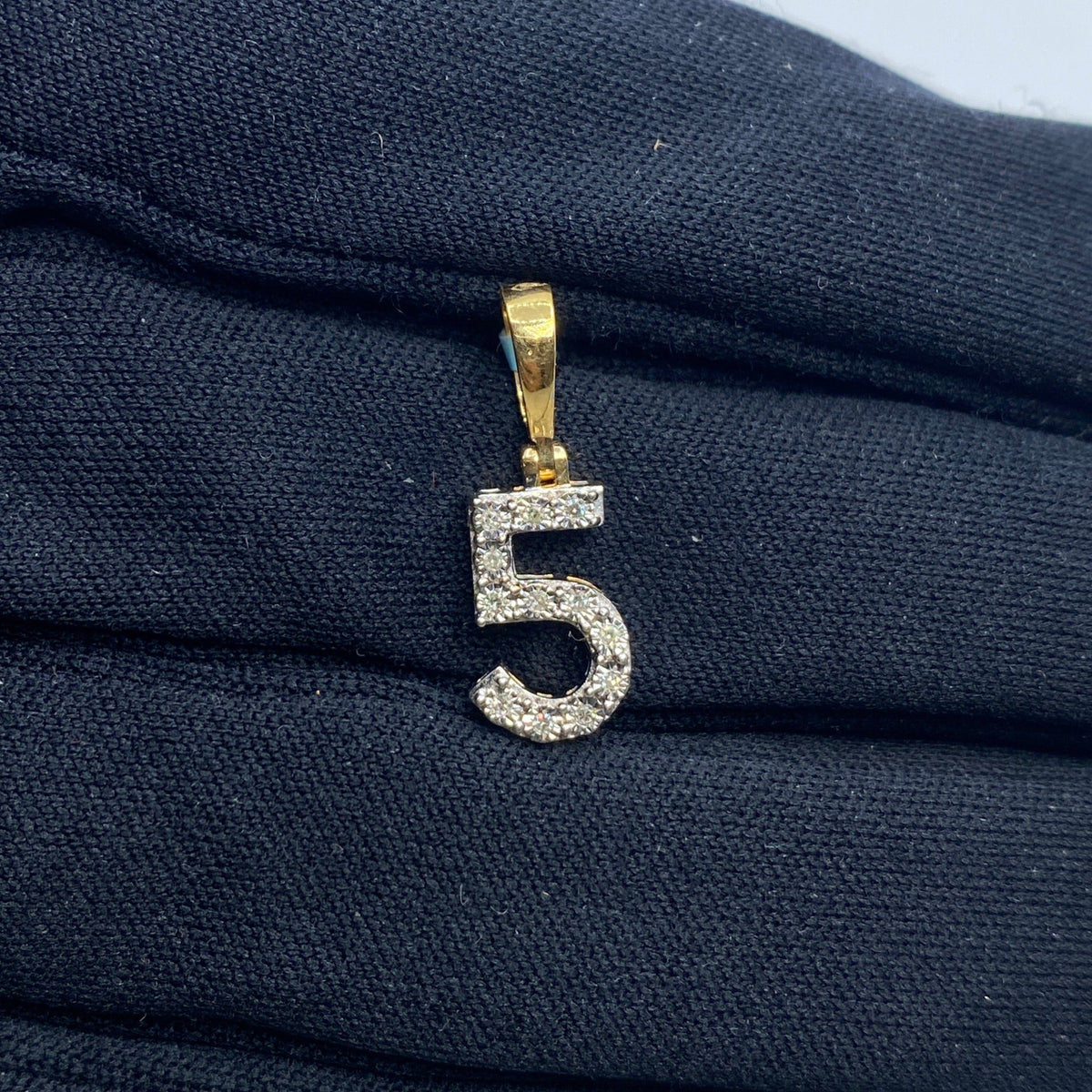 14K Gold Number 5 Diamond Pendant - additional product view 2