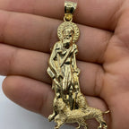 14K Gold Saint Lazarus Pendant 2.5 in - additional product view 2