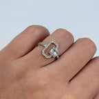 14K Gold Open Rectangle Diamond Baguette - main product photo