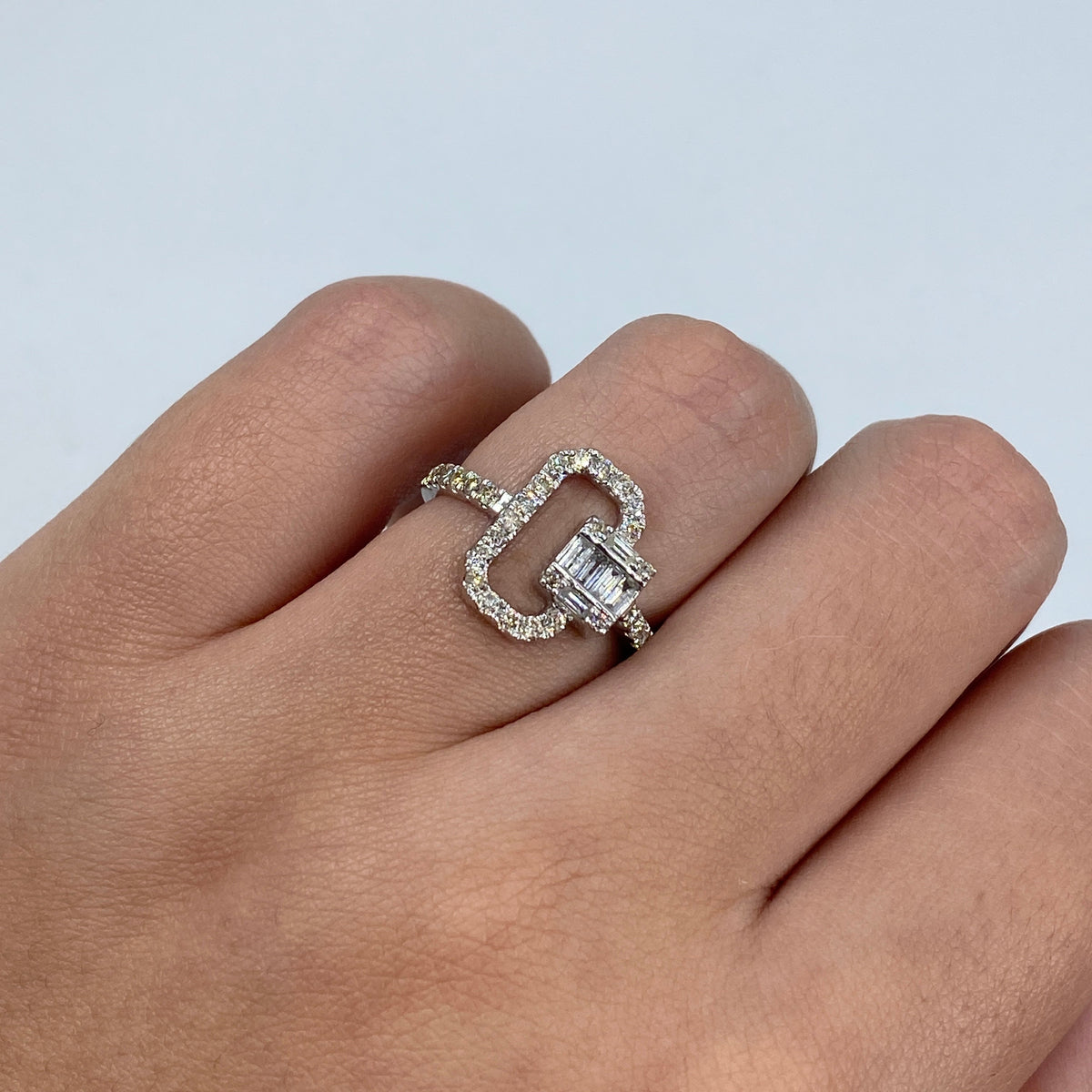 14K Gold Open Rectangle Diamond Baguette - main product photo