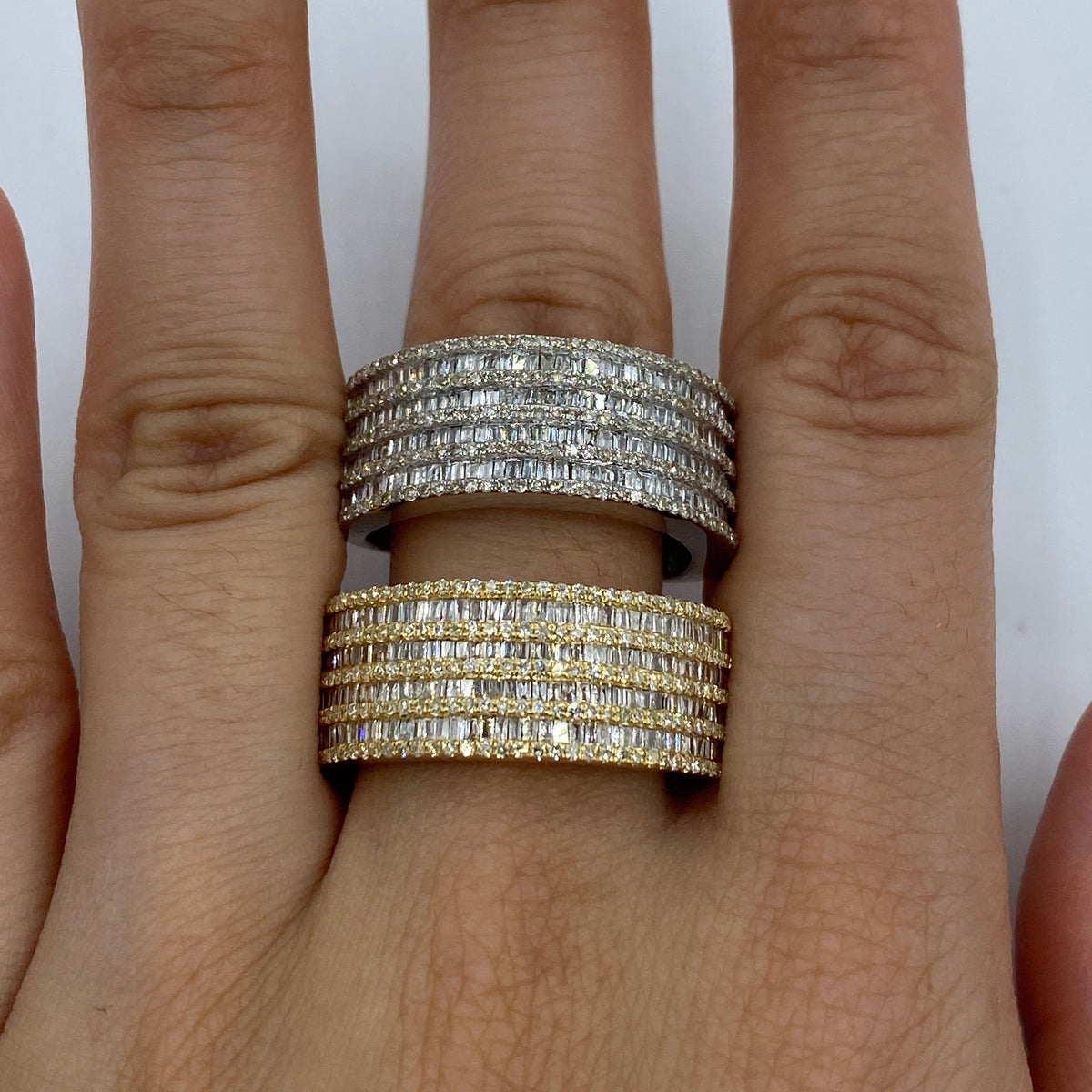 14K Gold Stacked Diamond Baguette Ring - additional product view 2