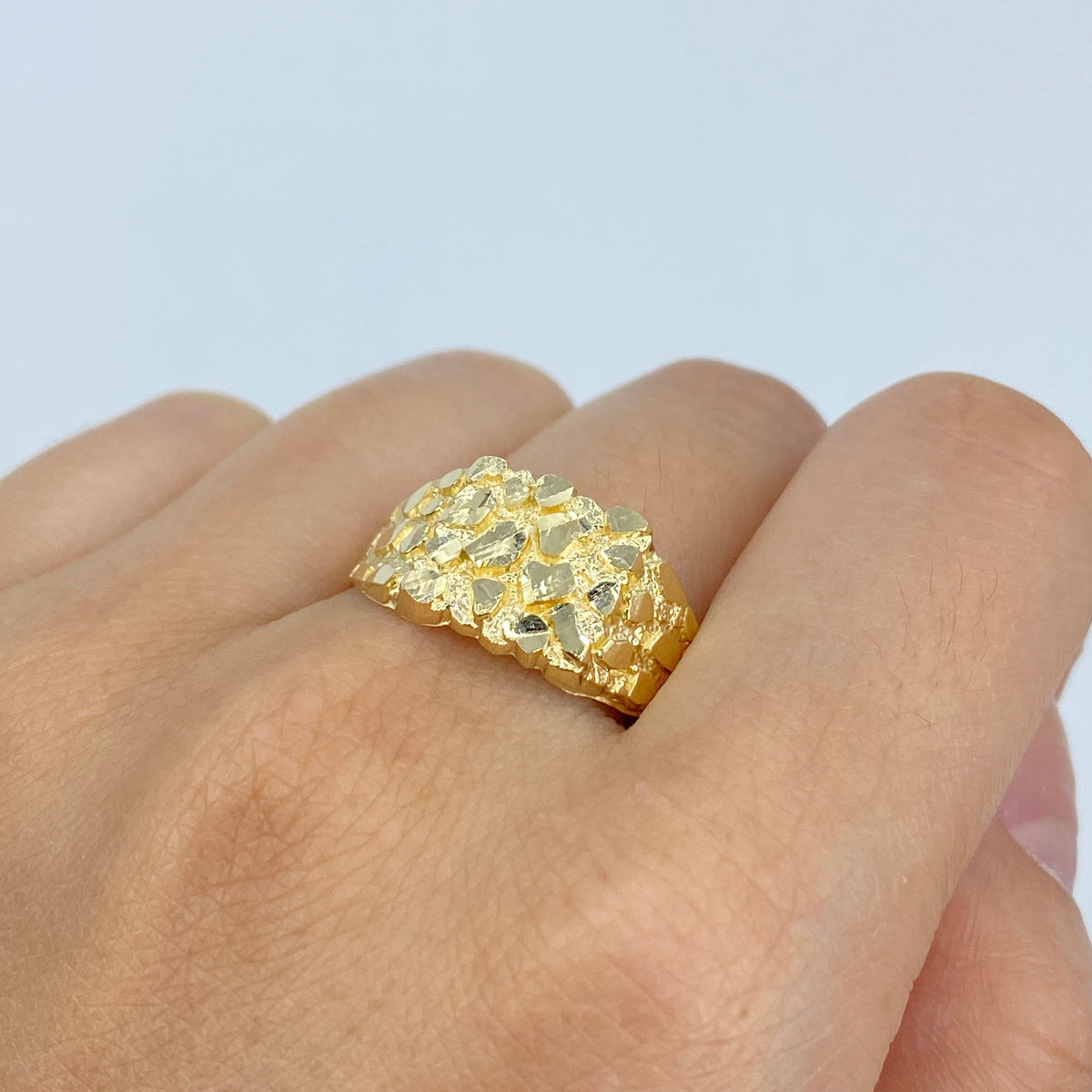 10K Gold Chunky Nugget Ring, 10.8mm - close-up product photo