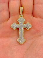 10K Gold Fancy Cross Diamond Pendant in yellow gold - close-up product photo