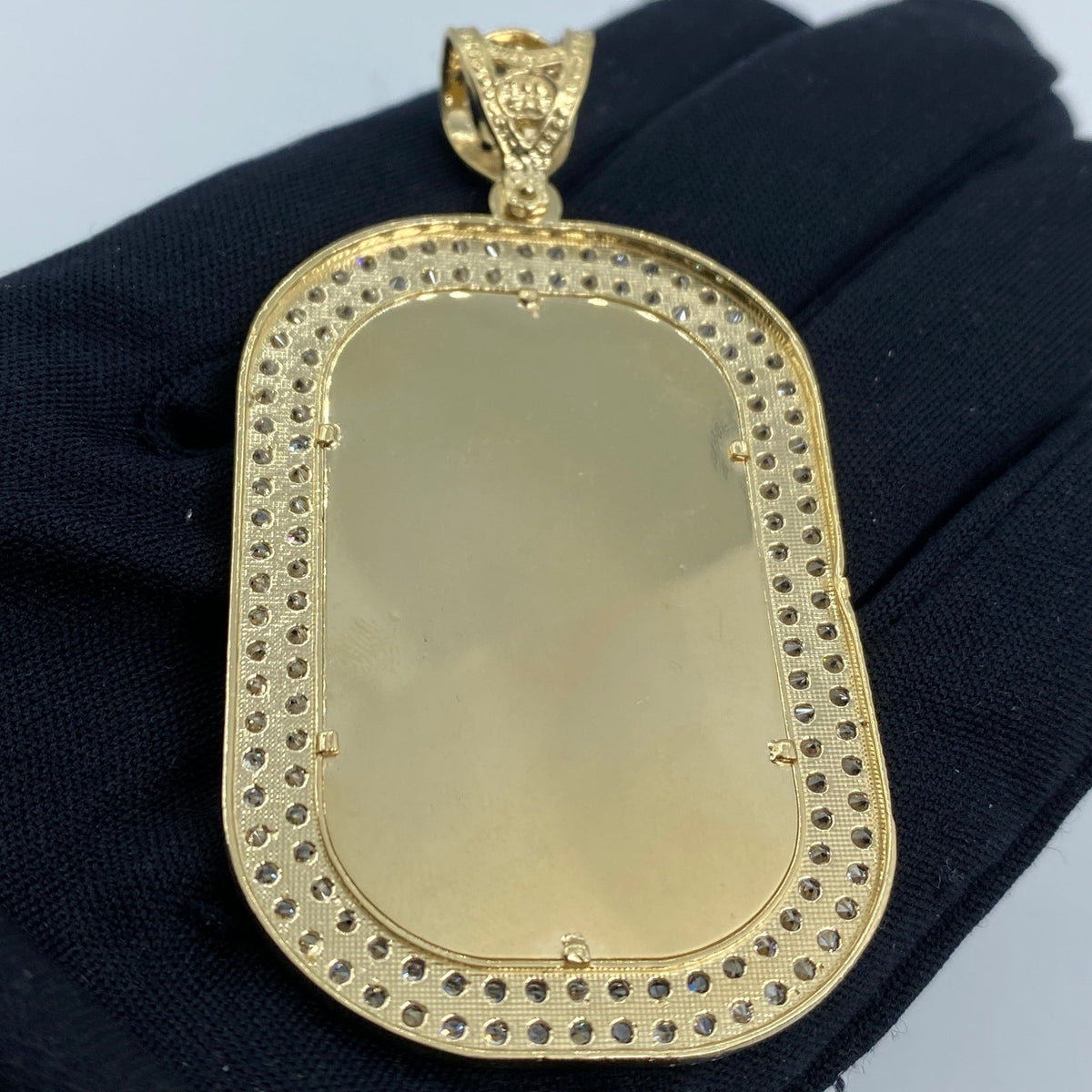 14K Gold Rounded Rectangle Picture Photo CZ Pendant - additional product view 4