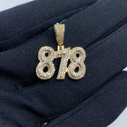 14K Gold 818 Area Code Diamond Pendant - additional product view 2