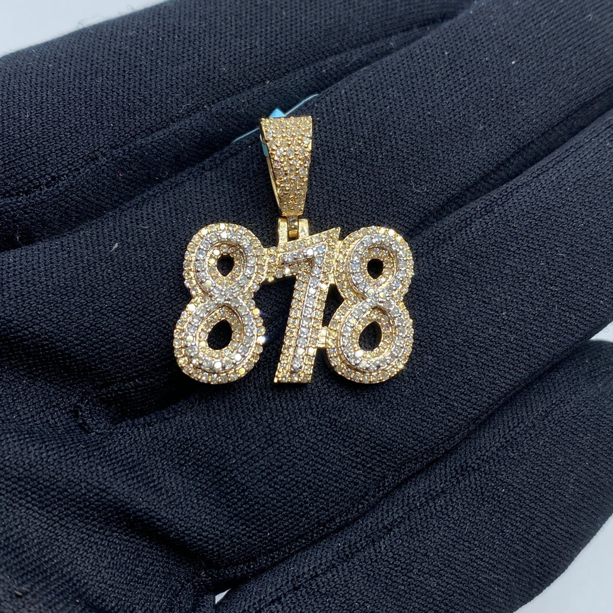 14K Gold 818 Area Code Diamond Pendant - additional product view 2