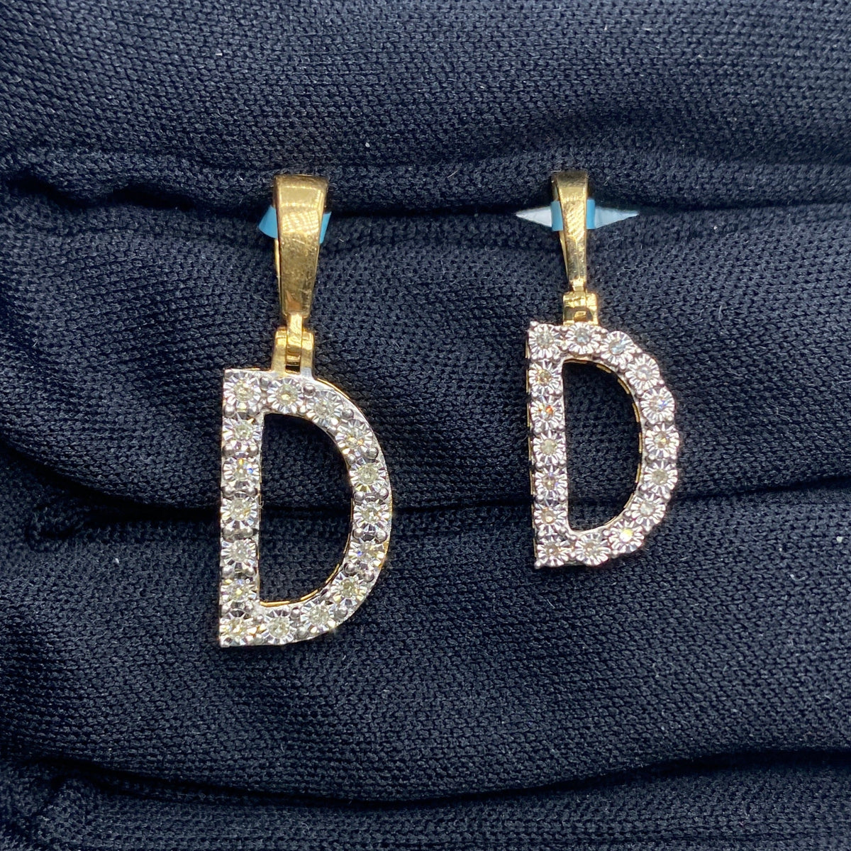 14K Gold Single Stone Initial D Diamond Pendant - main product photo