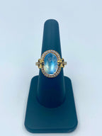 18K Gold & Diamond Oval Moonstone Ring - additional product view 2