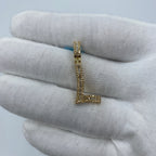 14K Gold Initial L Diamond Baguette Pendant in yellow gold, Small - close-up product photo