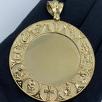 14K Gold Jesus Save Us Circle Picture Photo CZ Pendant - additional product view 2