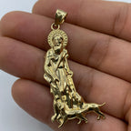 14K Gold Saint Lazarus Pendant 2.0 in - additional product view 2