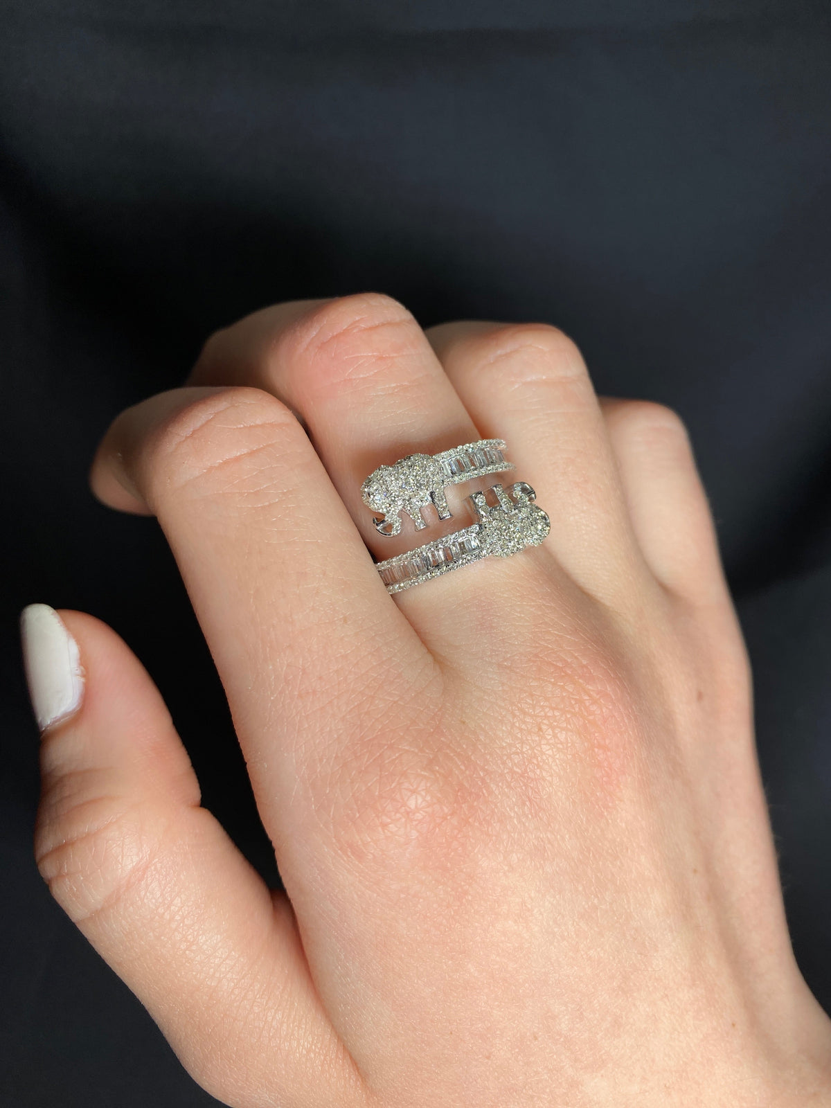 10K Gold Baguette Elephant Diamond Ring - additional product view 11