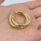 14K Gold Hoop Earrings 3.5mm, 1.2" - close-up product photo