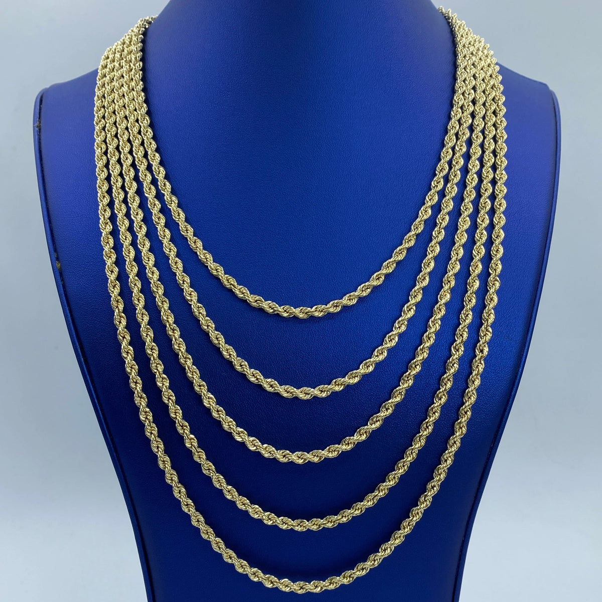 10K Gold 4mm Rope Chain 18–26 in, 18" - close-up product photo