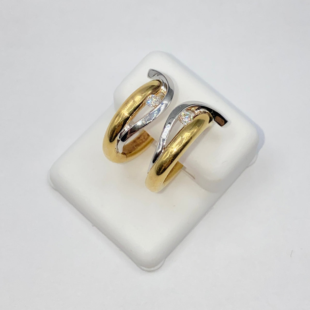 18K Gold Divine Two-Tone Diamond Earrings - additional product view 4