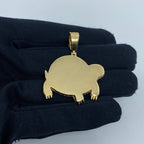 14K Gold Turtle Picture Photo Diamond Pendant - additional product view 5
