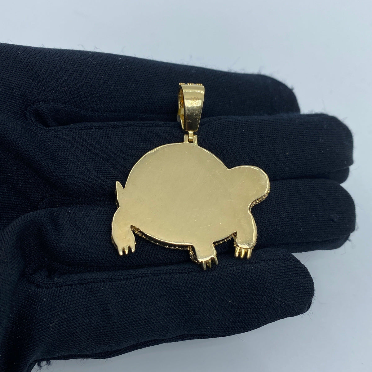 14K Gold Turtle Picture Photo Diamond Pendant - additional product view 5