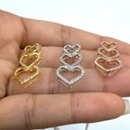 10K Gold Heart Charm Stack Diamond Pendant - additional product view 7