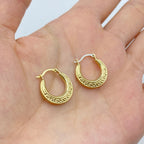 14K Gold Greek Huggie Hoop Earings - additional product view 2