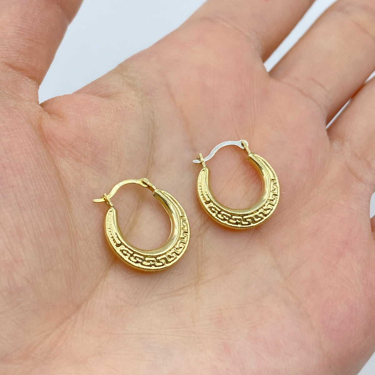 14K Gold Greek Huggie Hoop Earings - additional product view 2