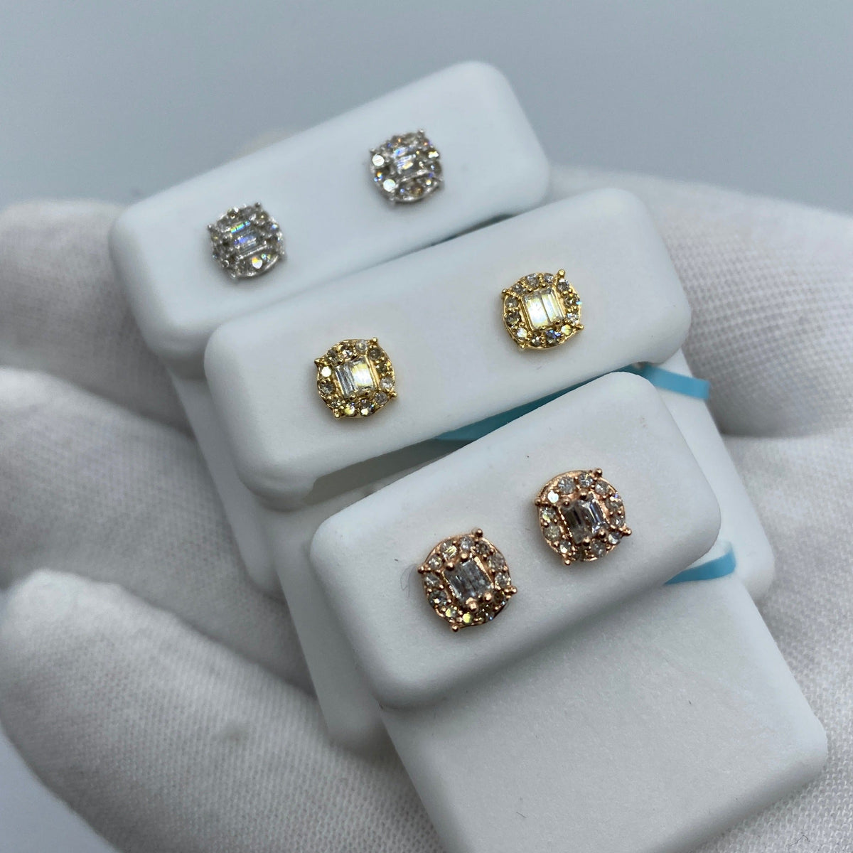 14K Gold Diana Circle Diamond Baguette Earrings - additional product view 2
