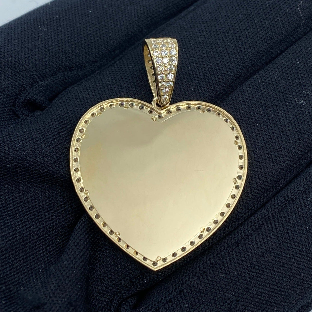 14K Gold Heart Picture Photo CZ Pendant - additional product view 4