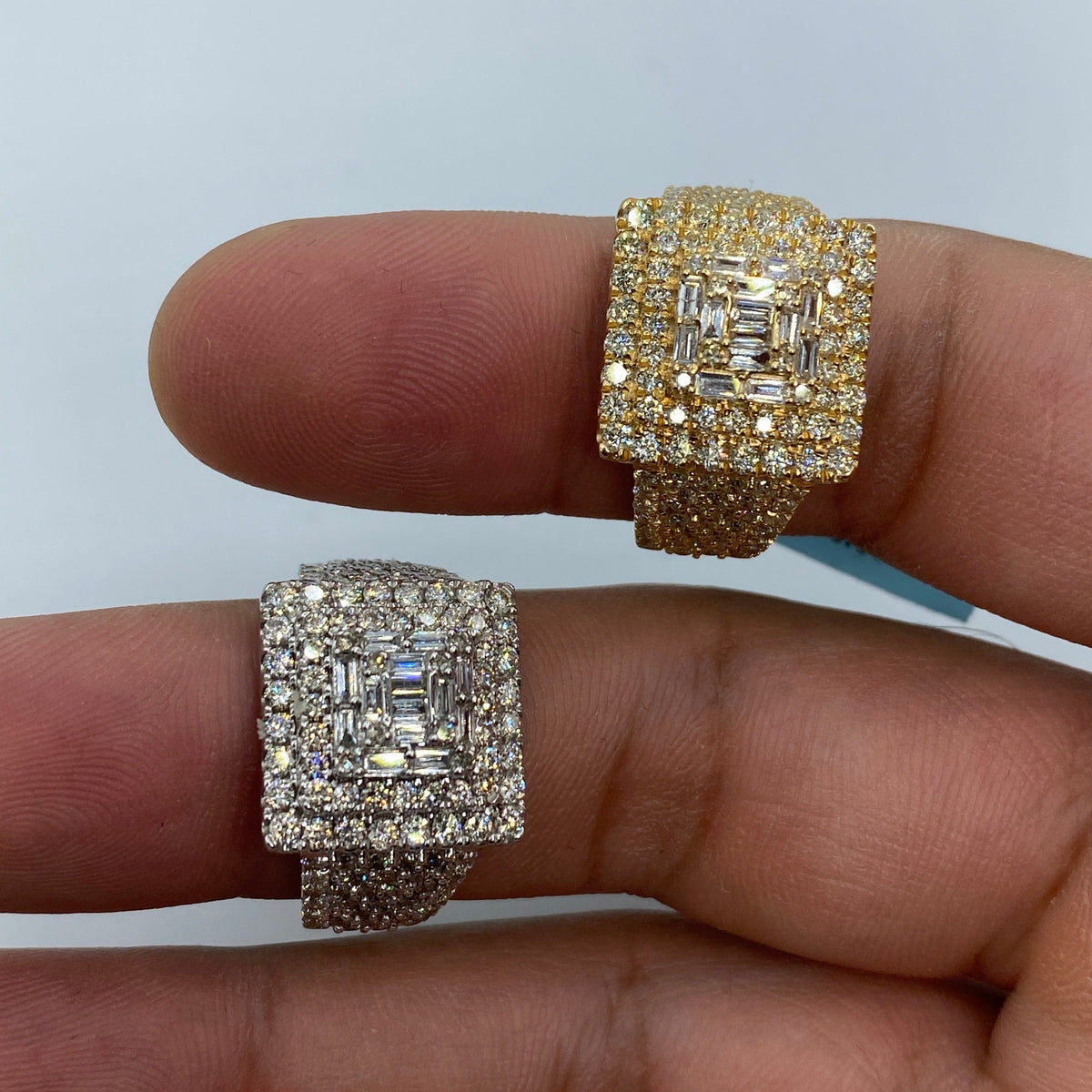 14K Gold Square Diamond Baguette Center Ring - additional product view 2