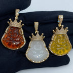 14K Gold Crowned Buddha Diamond Pendant - additional product view 2
