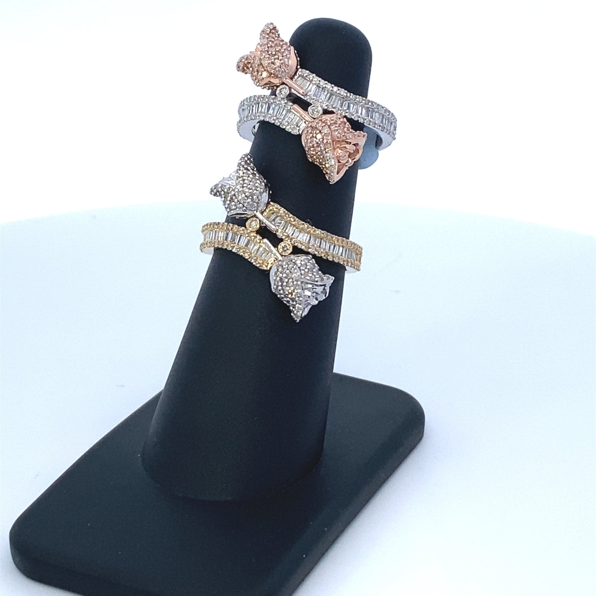 14K Gold Diamond Baguette Flower Ring - additional product view 3