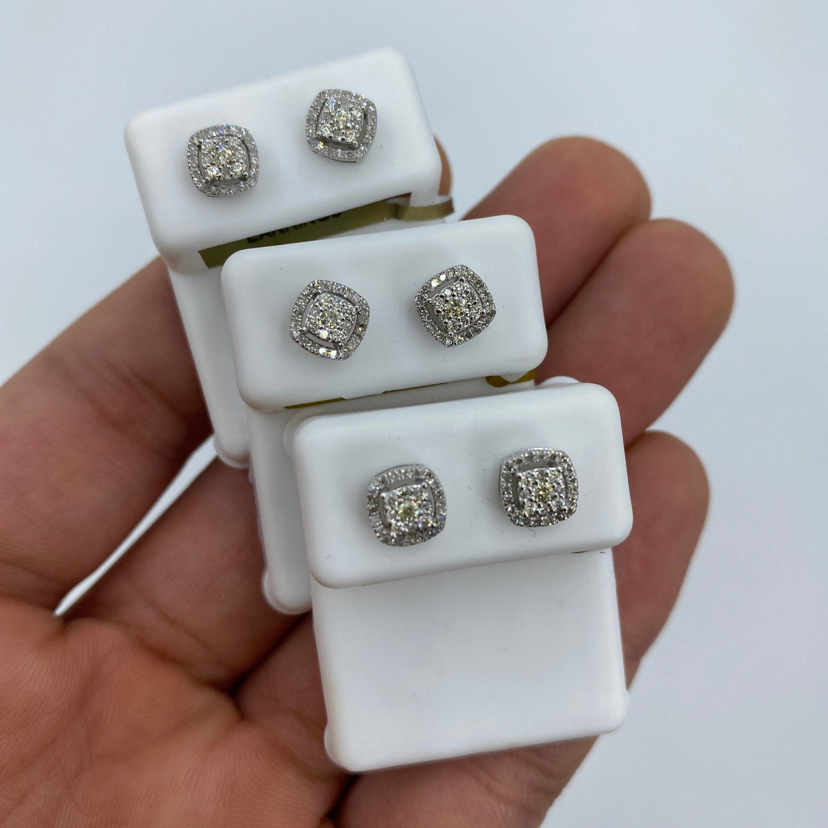 10K White Gold Diamond Square Earrings - additional product view 2