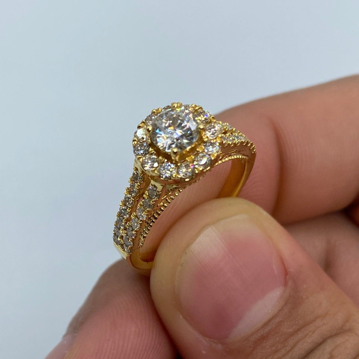 14K Gold Large Stone Diamond Engagement Ring - additional product view 2