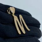 14K Gold Initial M Script Heart Diamond Pendant - additional product view 3