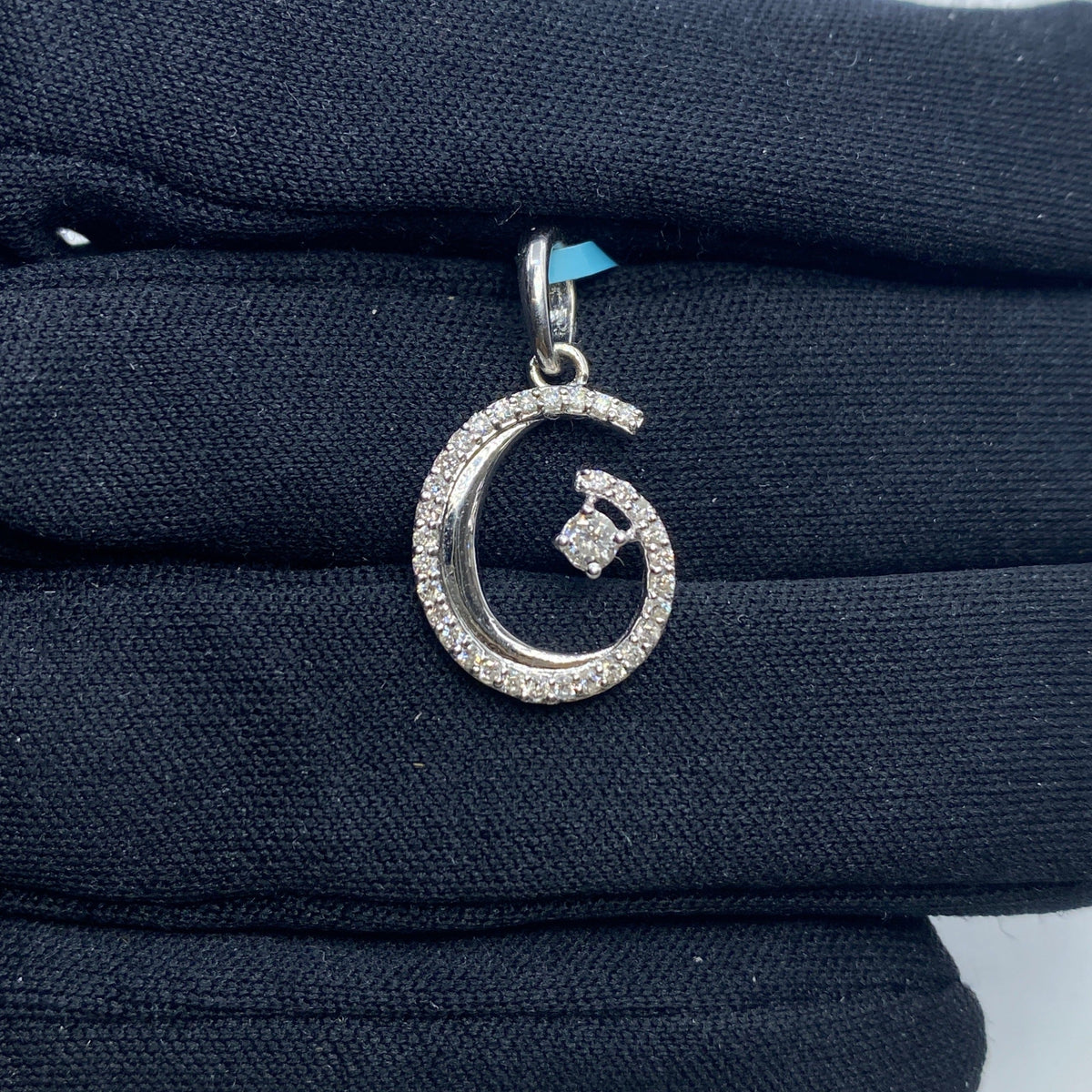 14K Gold G Diamond Pendant - additional product view 2