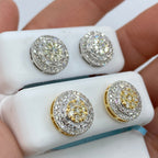 14K Gold Jumbo Circle Flower Halo Diamond Baguette Earrings - additional product view 4