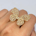 14K Gold Jumbo Butterfly Diamond Ring in yellow gold - close-up product photo
